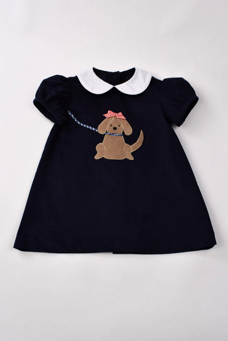 DOG APPLIQUED CORDUROY FLOAT DRESS