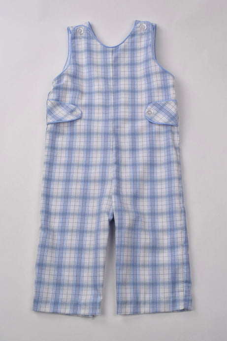 BLUE AND TAN PLAID LONGALL AND SHIRT