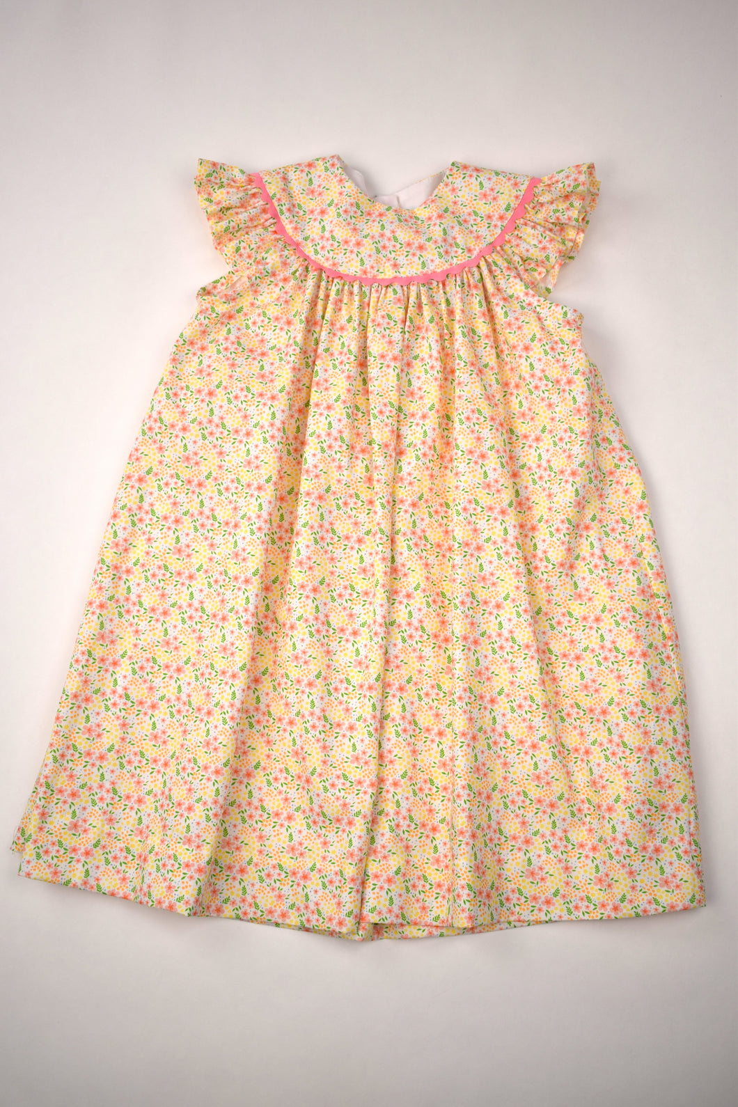 PINK AND YELLOW FLORAL BISHOP DRES