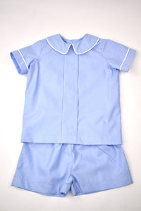 BOYS BLUE PLEATED SHORTS SET